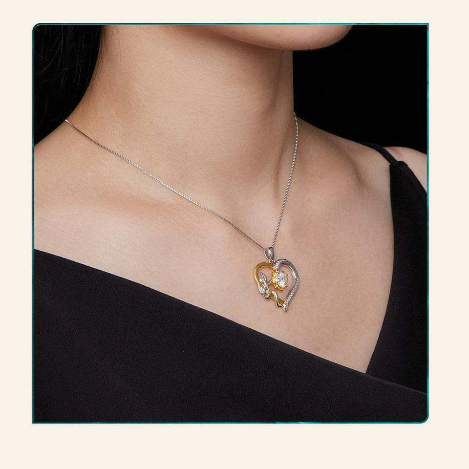 Moissanite Heart Necklace - HJewelry